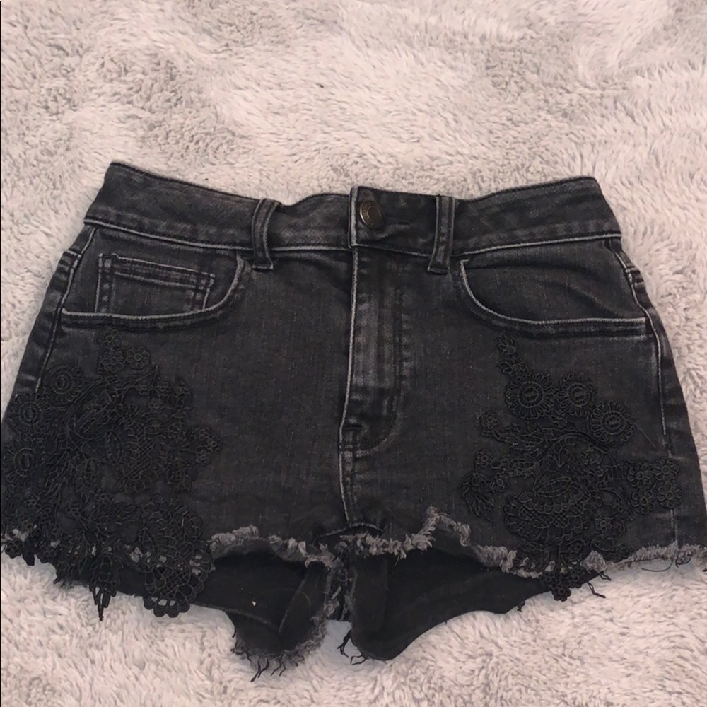 American Eagle black jean shorts